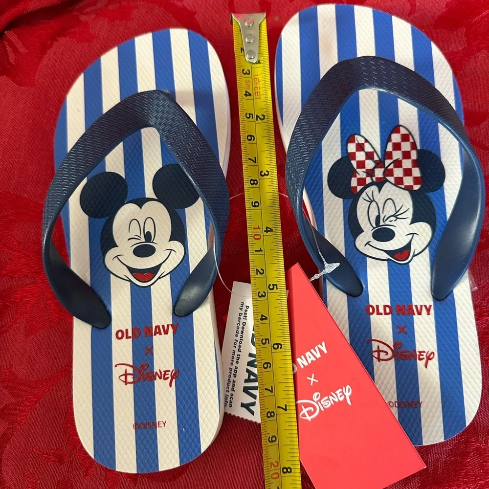 Old Navy Disney Minnie and Mickey Kids Navy Striped Flip Flops
